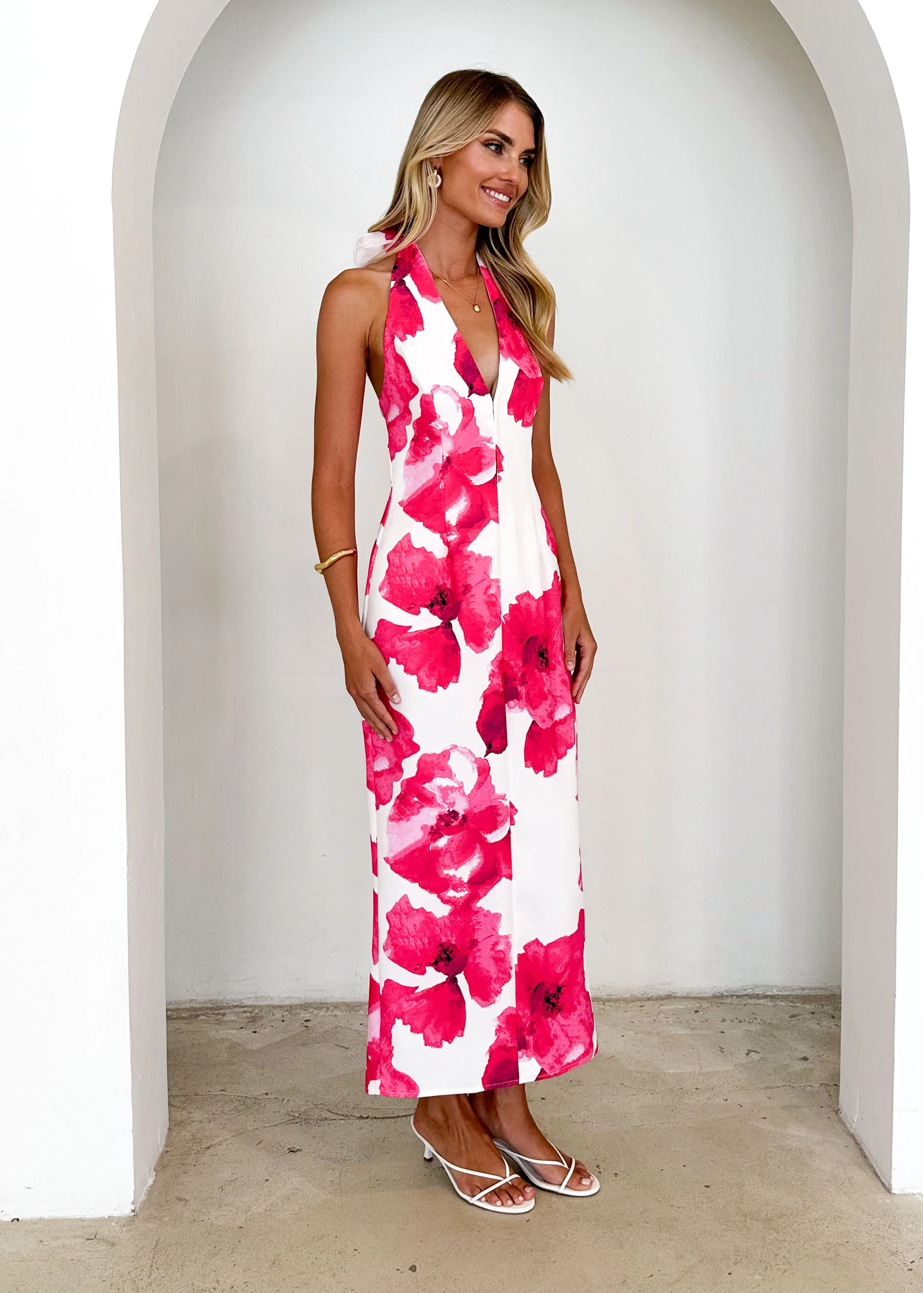 Tibetan Halter Maxi Dress - Pink Floral - Image 7