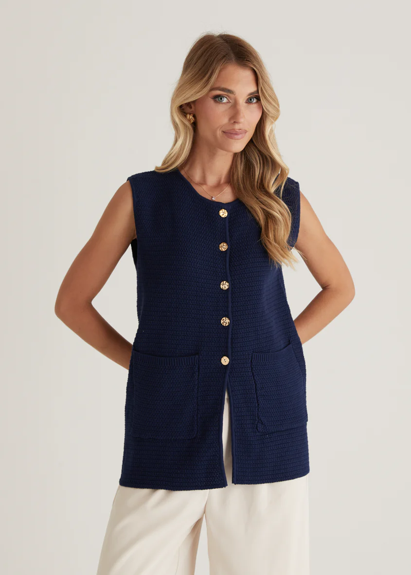 Tiffany Knit Vest - Navy - Image 3