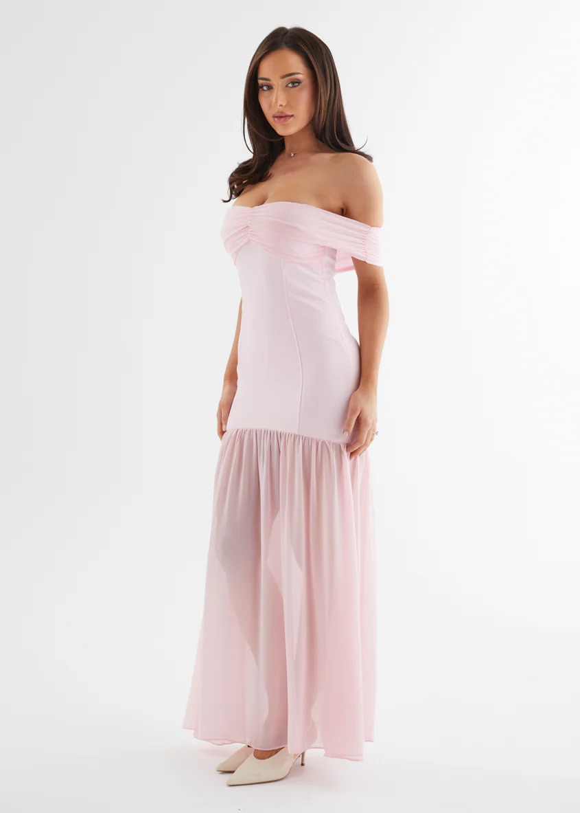 Tilly Off Shoulder Maxi Dress - Soft Pink - Image 8