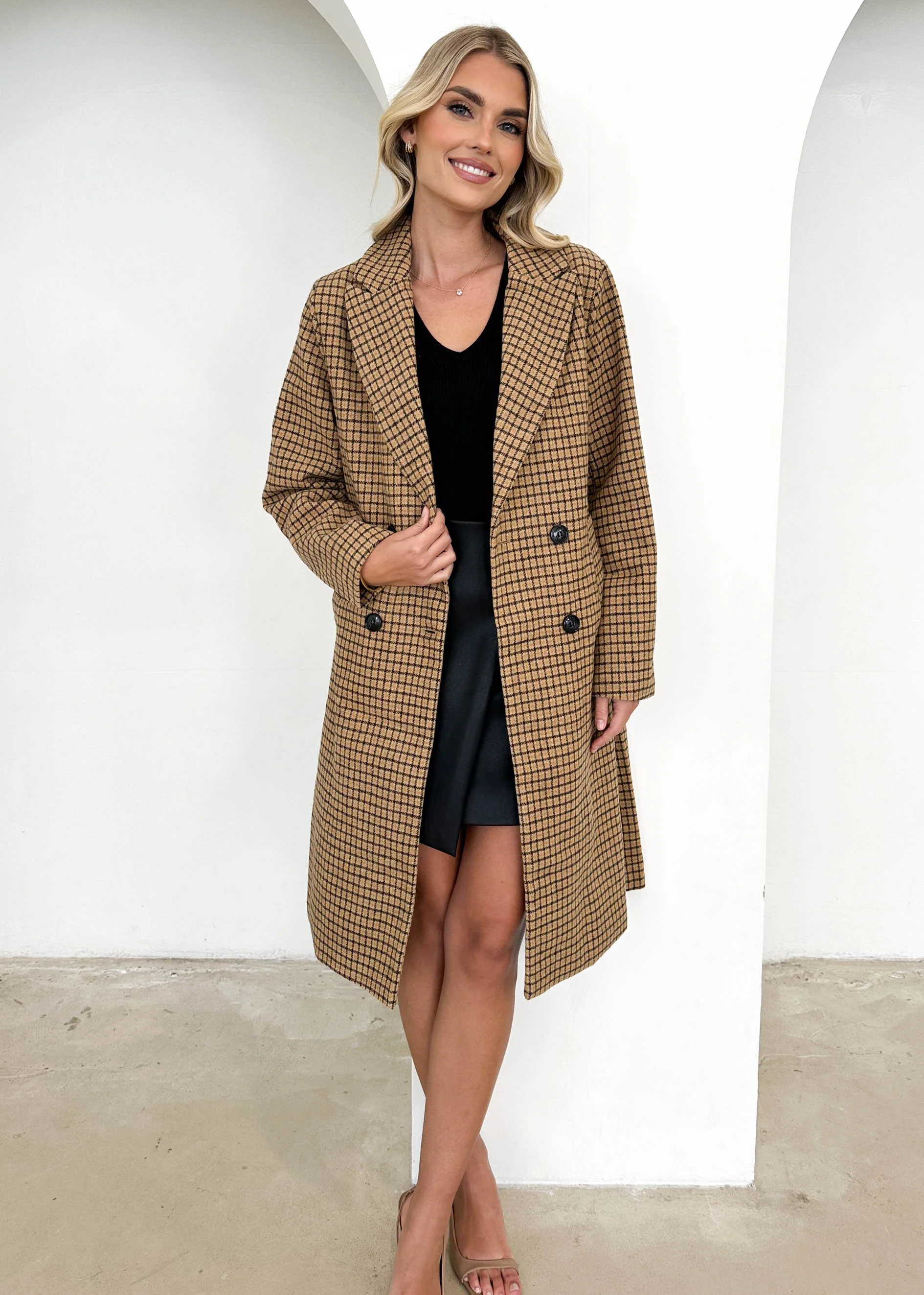 Tommie Coat - Tan Check - Image 8