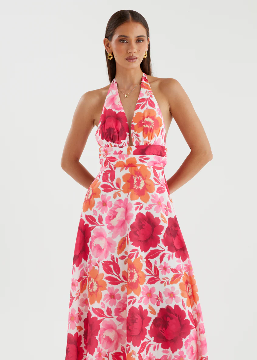 Valkyrie Halter Maxi Dress - Pink Bloom - Image 5