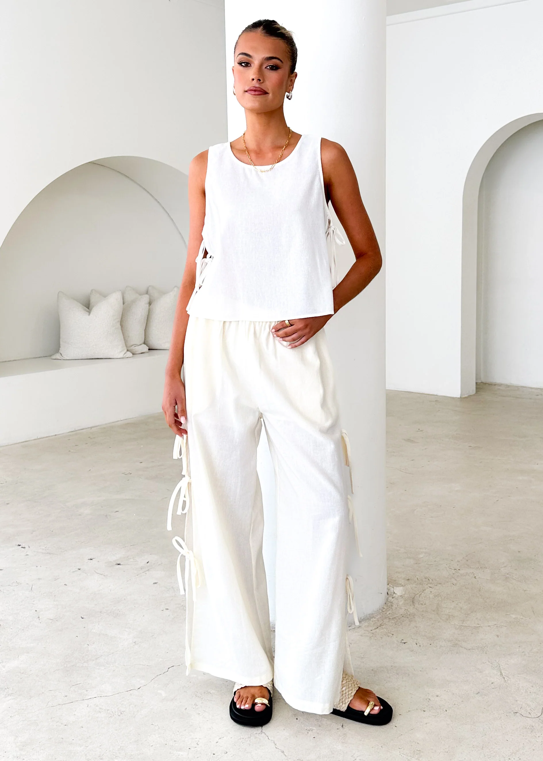 Whinley Tie Top - Cream - Image 11