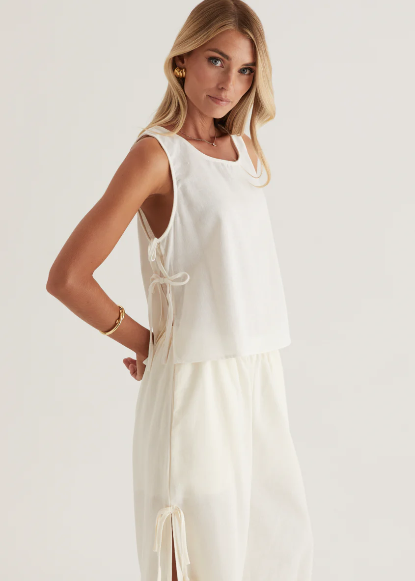 Whinley Tie Top - Cream - Image 8