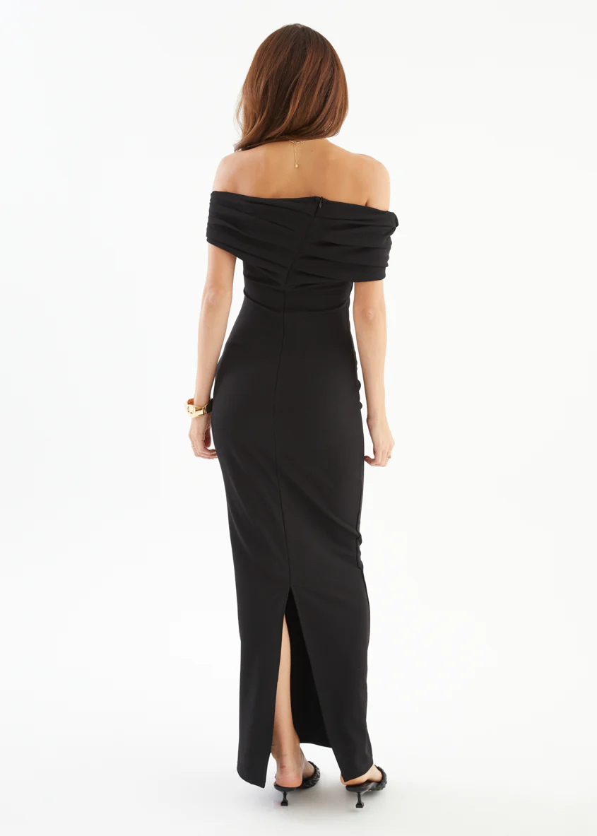 Willa Off Shoulder Maxi Dress - Black - Image 5