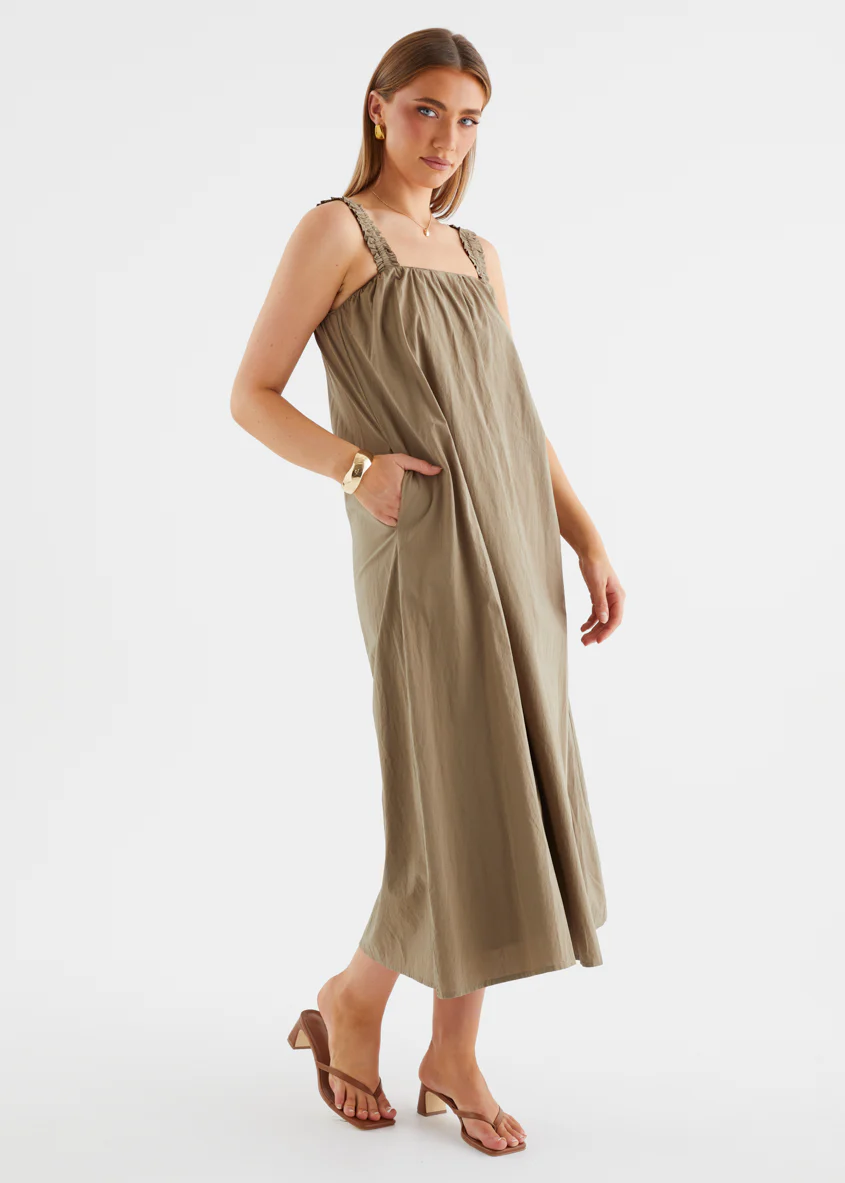 Woodstock Maxi Dress - Khaki - Image 16