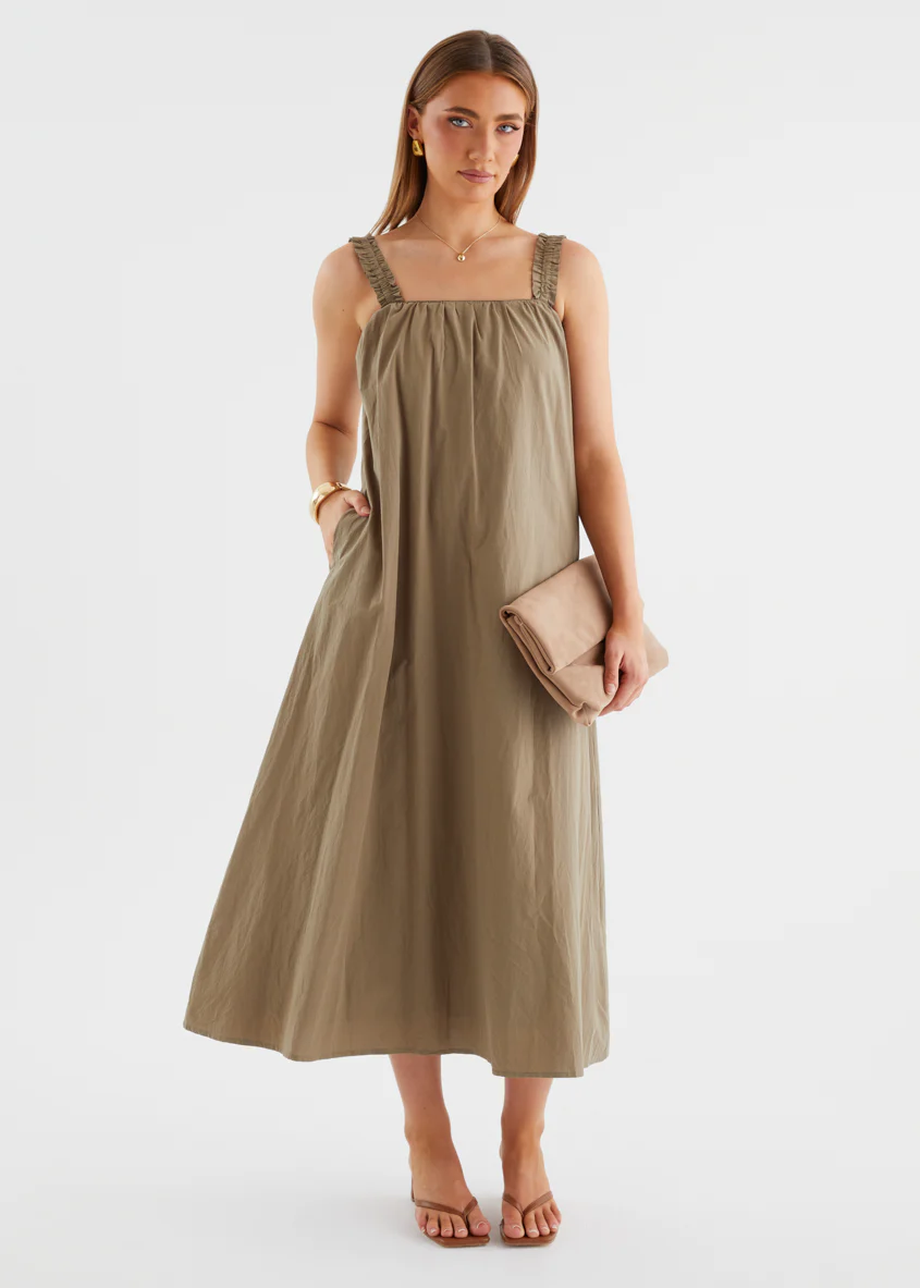 Woodstock Maxi Dress - Khaki - Image 7