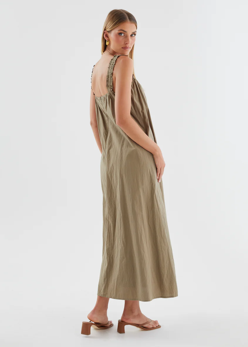 Woodstock Maxi Dress - Khaki - Image 9