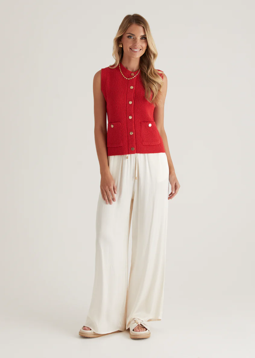 Wrennie Knitted Vest - Red - Image 2