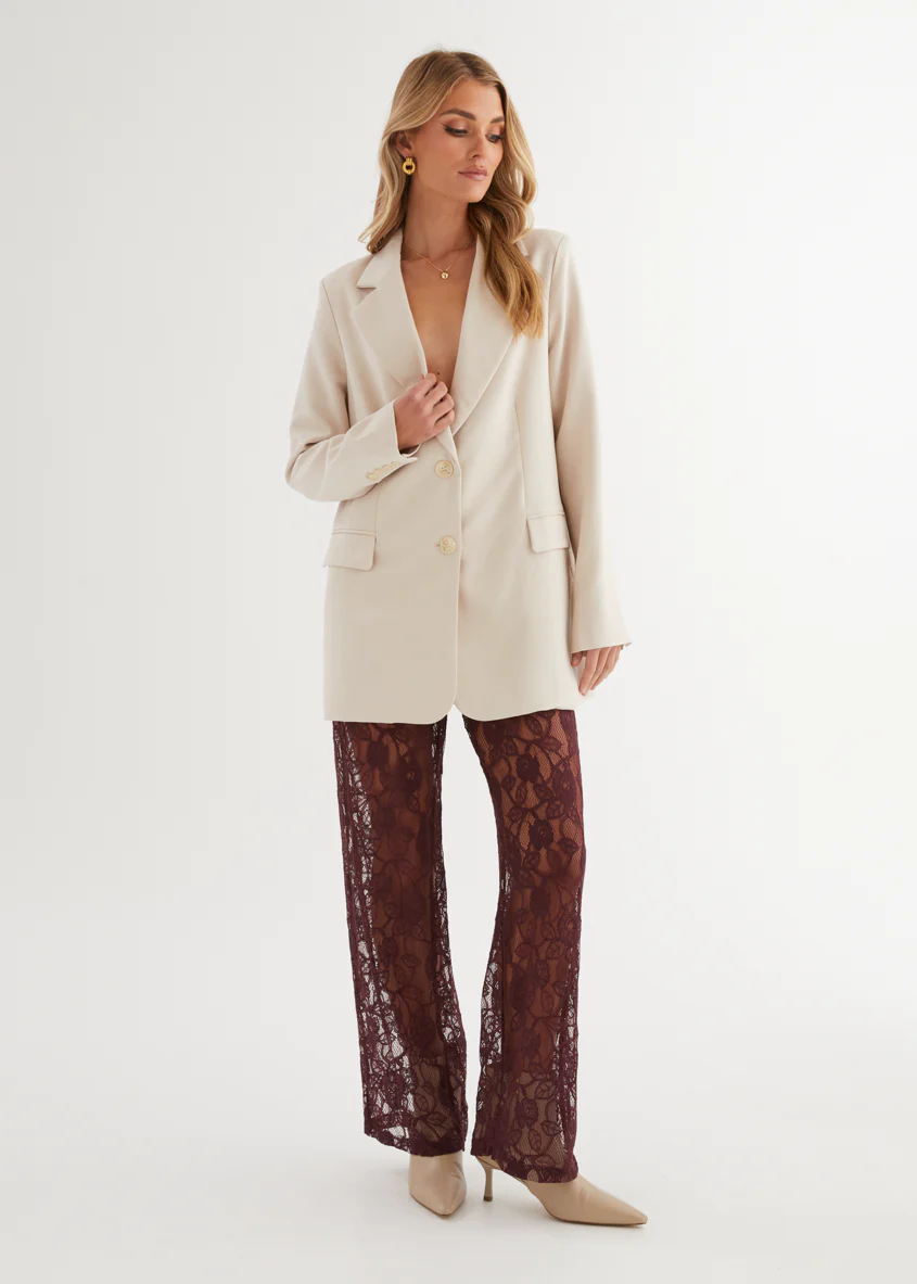 Wynter Lace Pants - Burgundy - Image 2