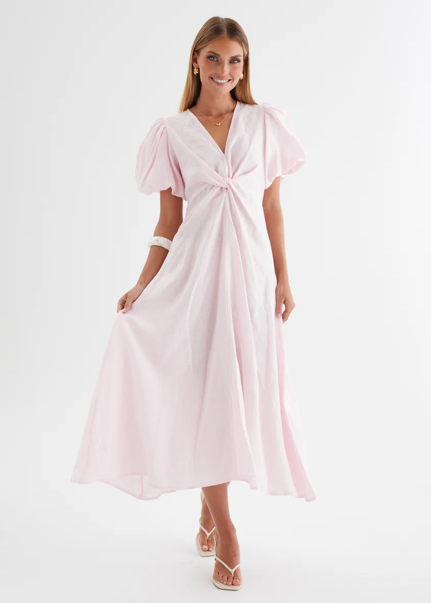 Yilkia Linen Midi Dress - Blush