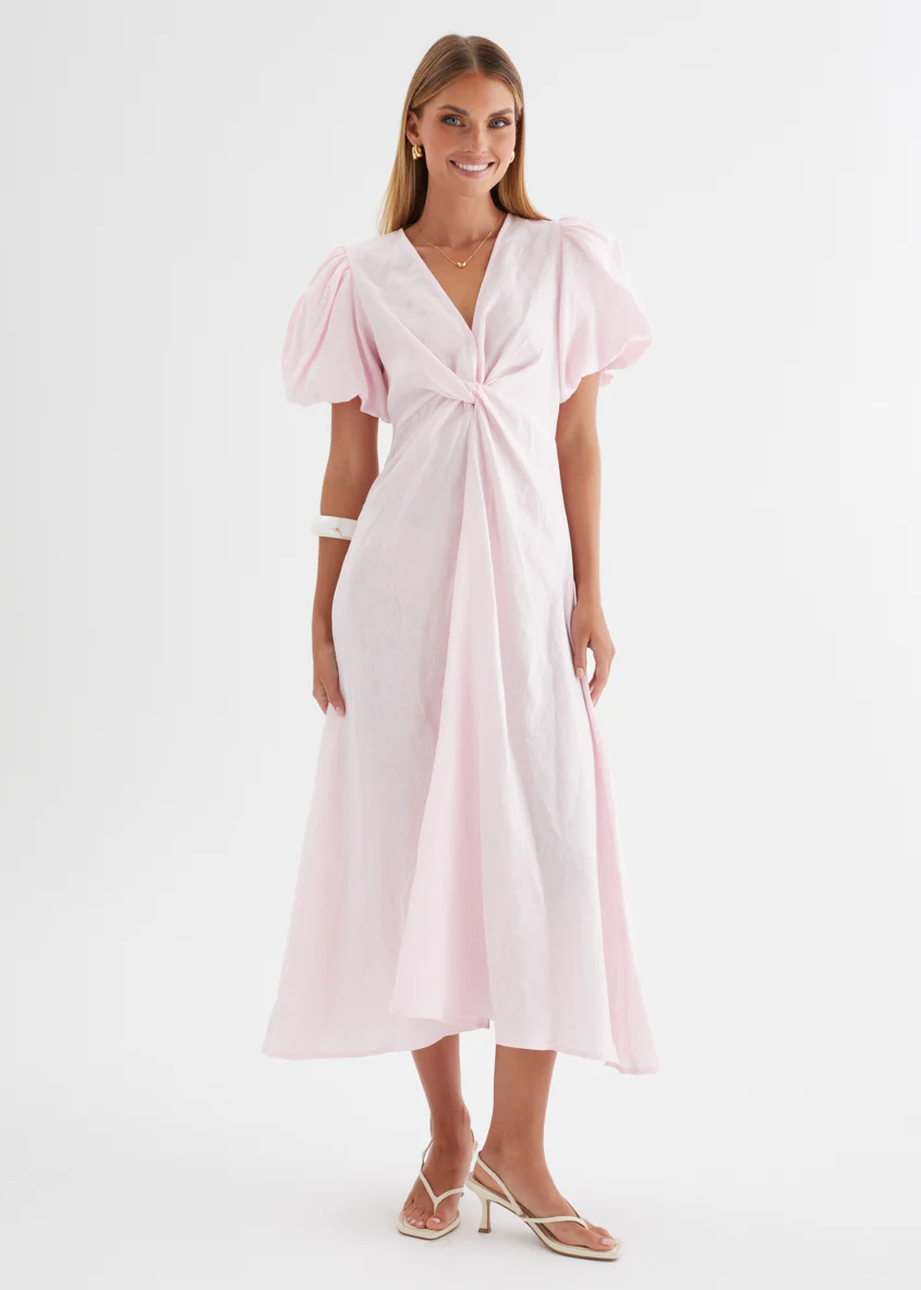 Yilkia Linen Midi Dress - Blush - Image 8