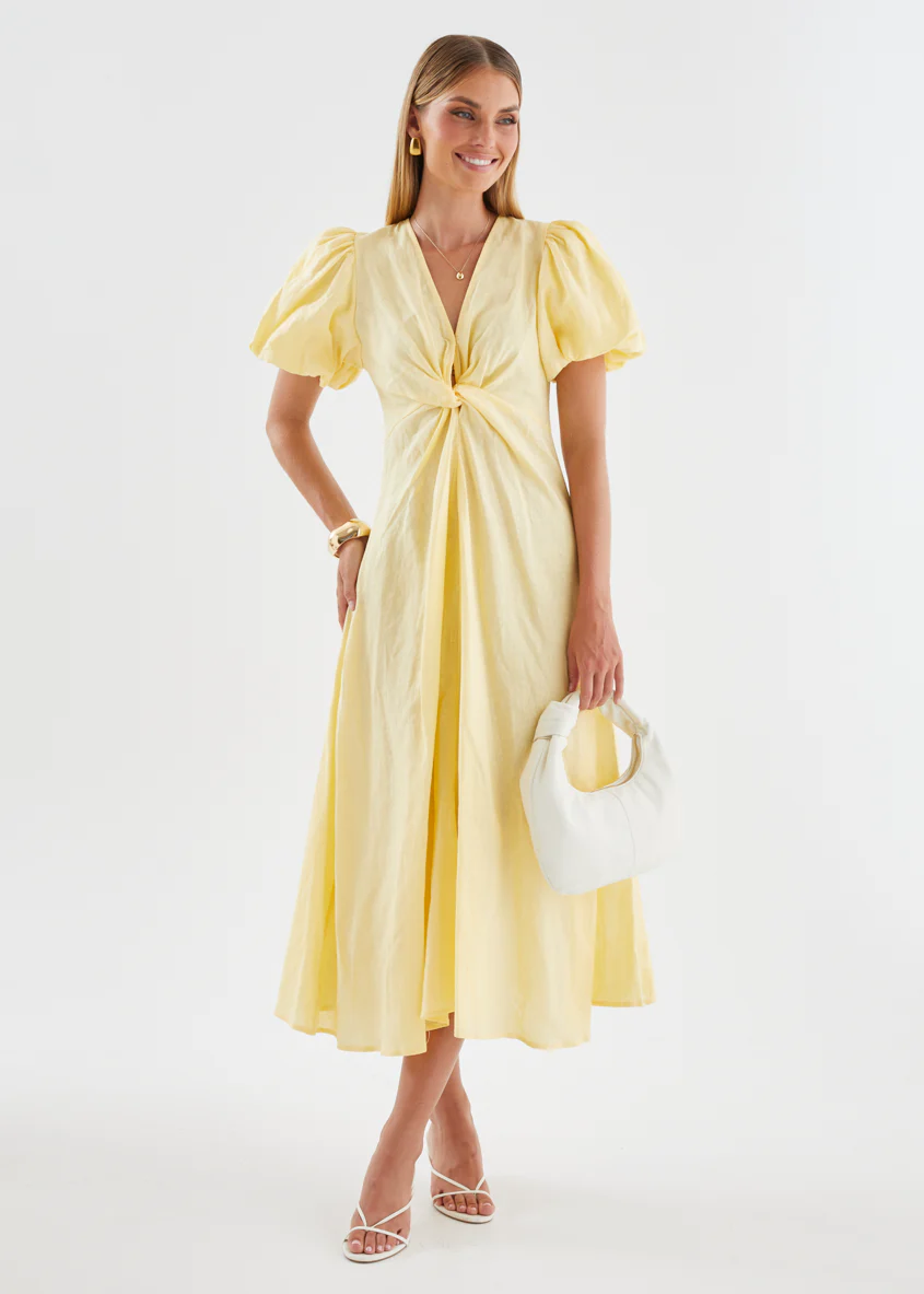 Yilkia Linen Midi Dress - Butter