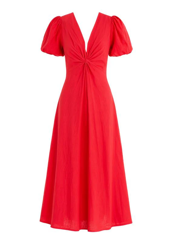 Yilkia Linen Midi Dress - Raspberry - Image 2
