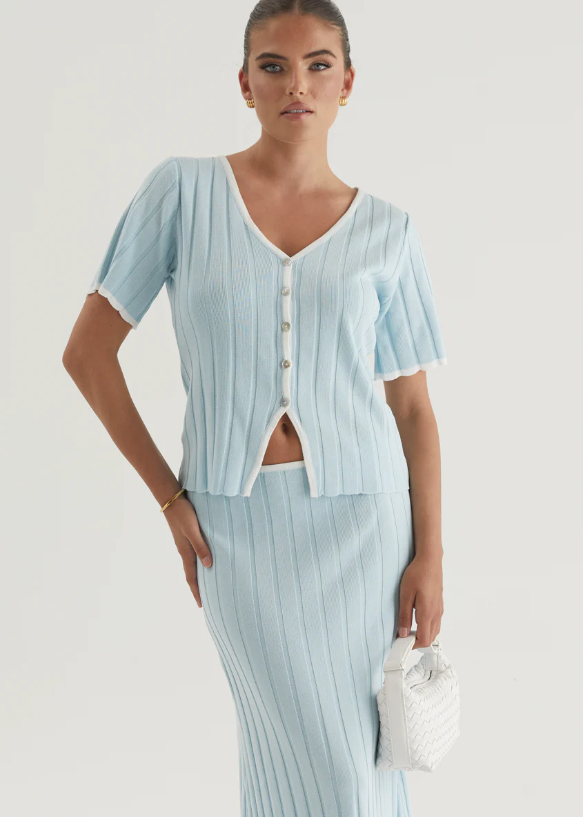 Yulia Knit Maxi Skirt - Sky Blue - Image 23