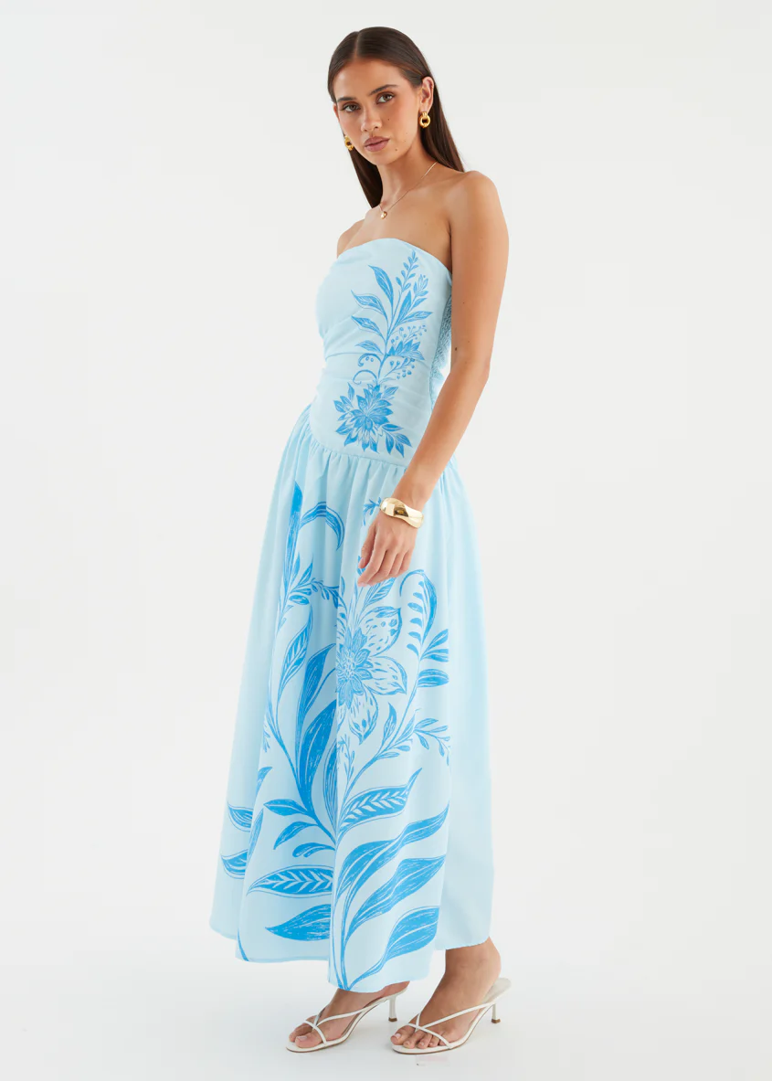 Zahley Strapless Maxi Dress - Blue Bloom - Image 6