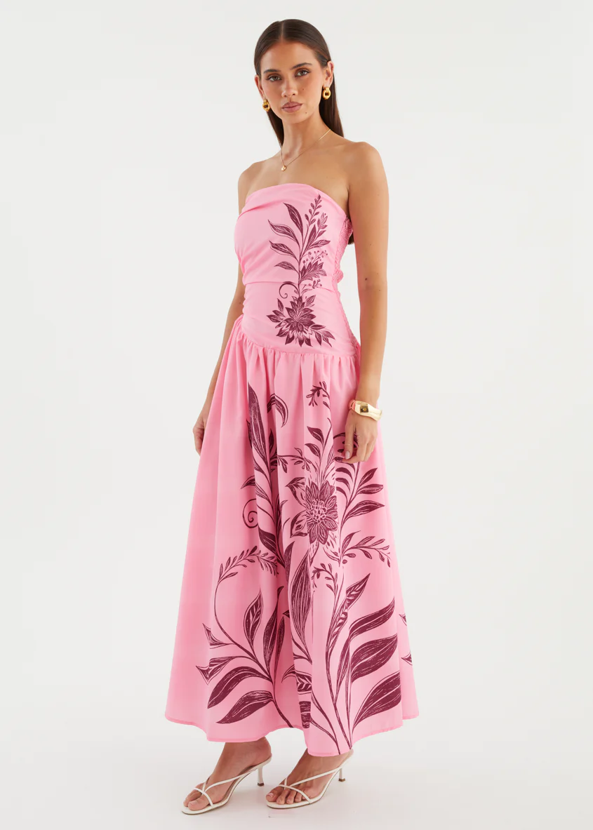 Zahley Strapless Maxi Dress - Magenta Bloom - Image 8
