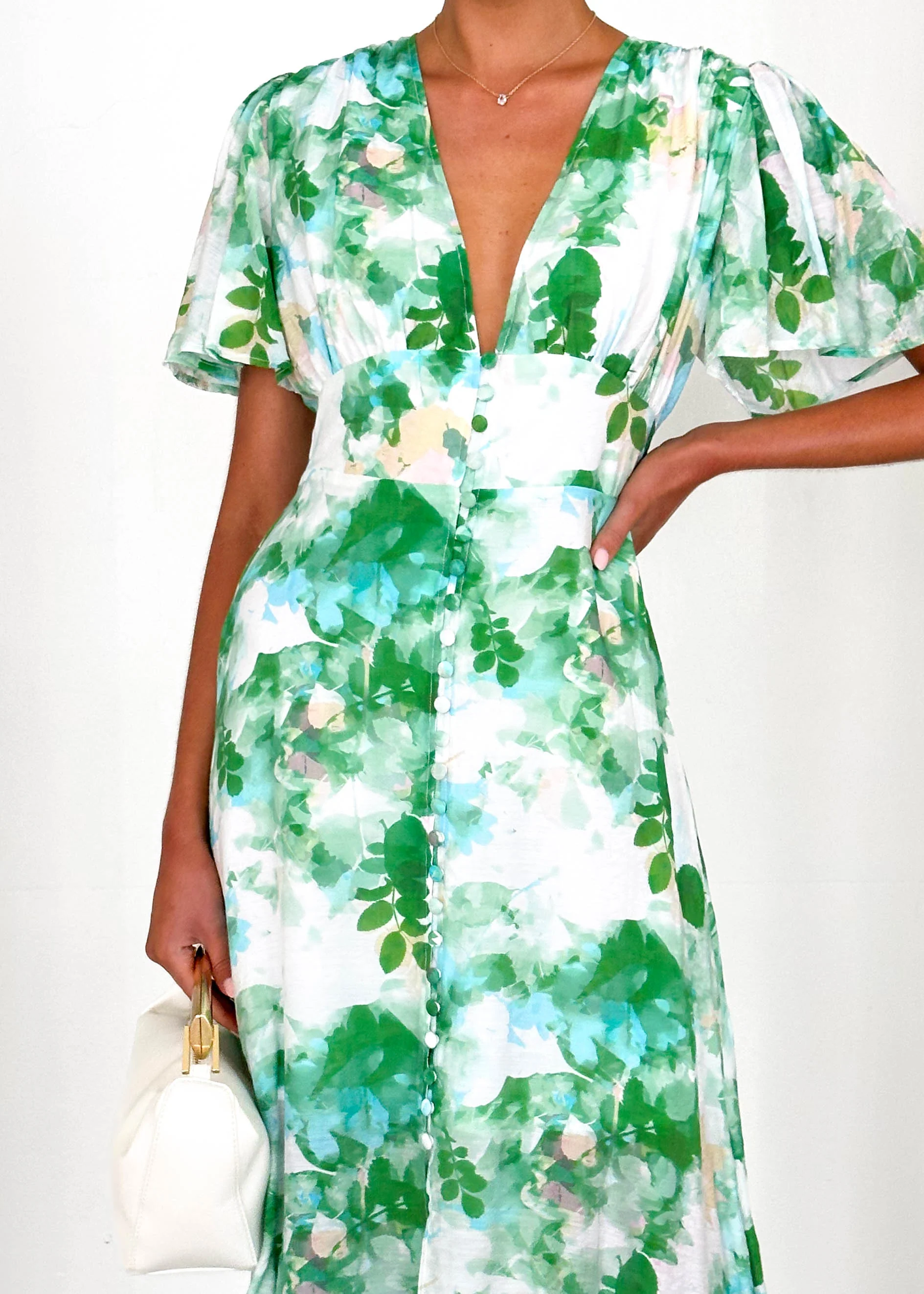 Zazu Maxi Dress - Green Abstract - Image 6