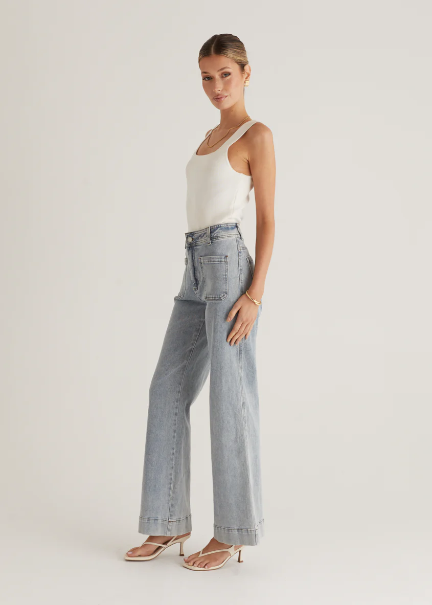 Zekroe Wide Leg Jeans - Light Blue - Image 13