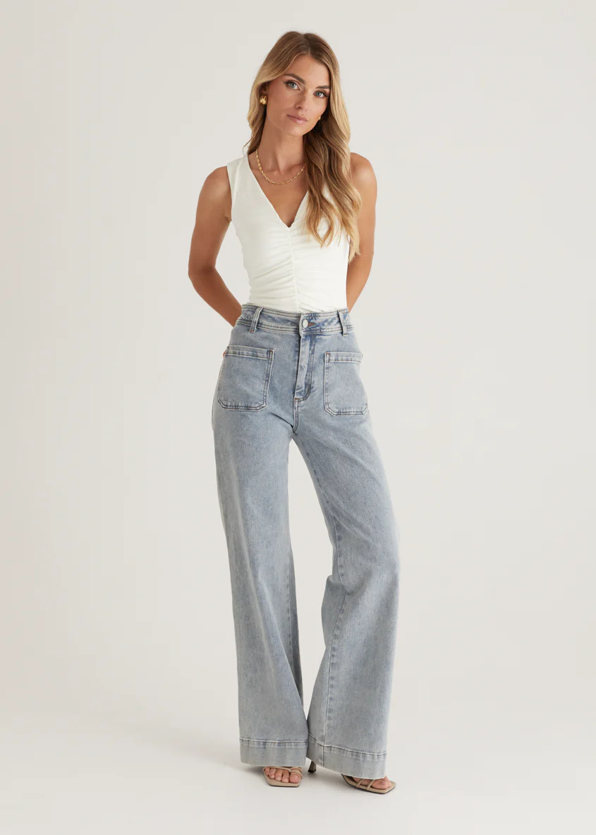 Zekroe Wide Leg Jeans - Light Blue - Image 2