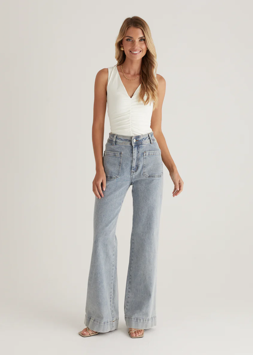 Zekroe Wide Leg Jeans - Light Blue - Image 4