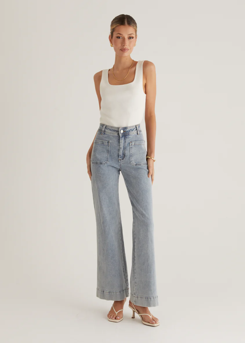 Zekroe Wide Leg Jeans - Light Blue - Image 9