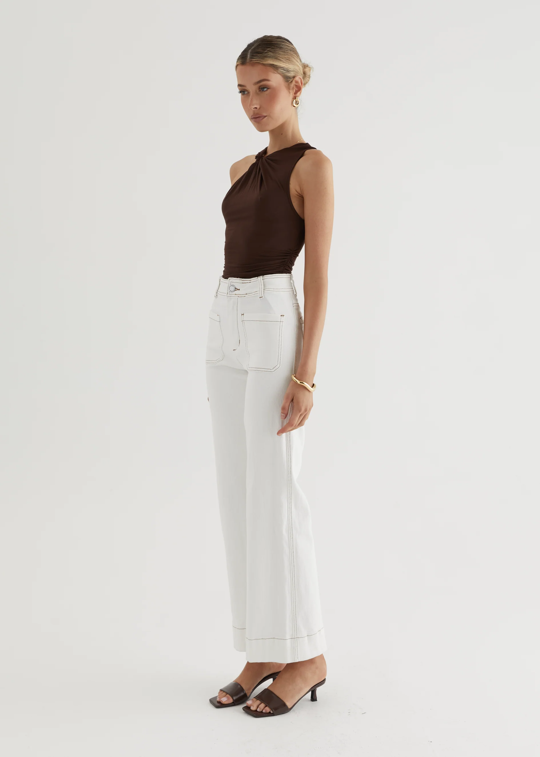 Zekroe Wide Leg Jeans - Off White - Image 18