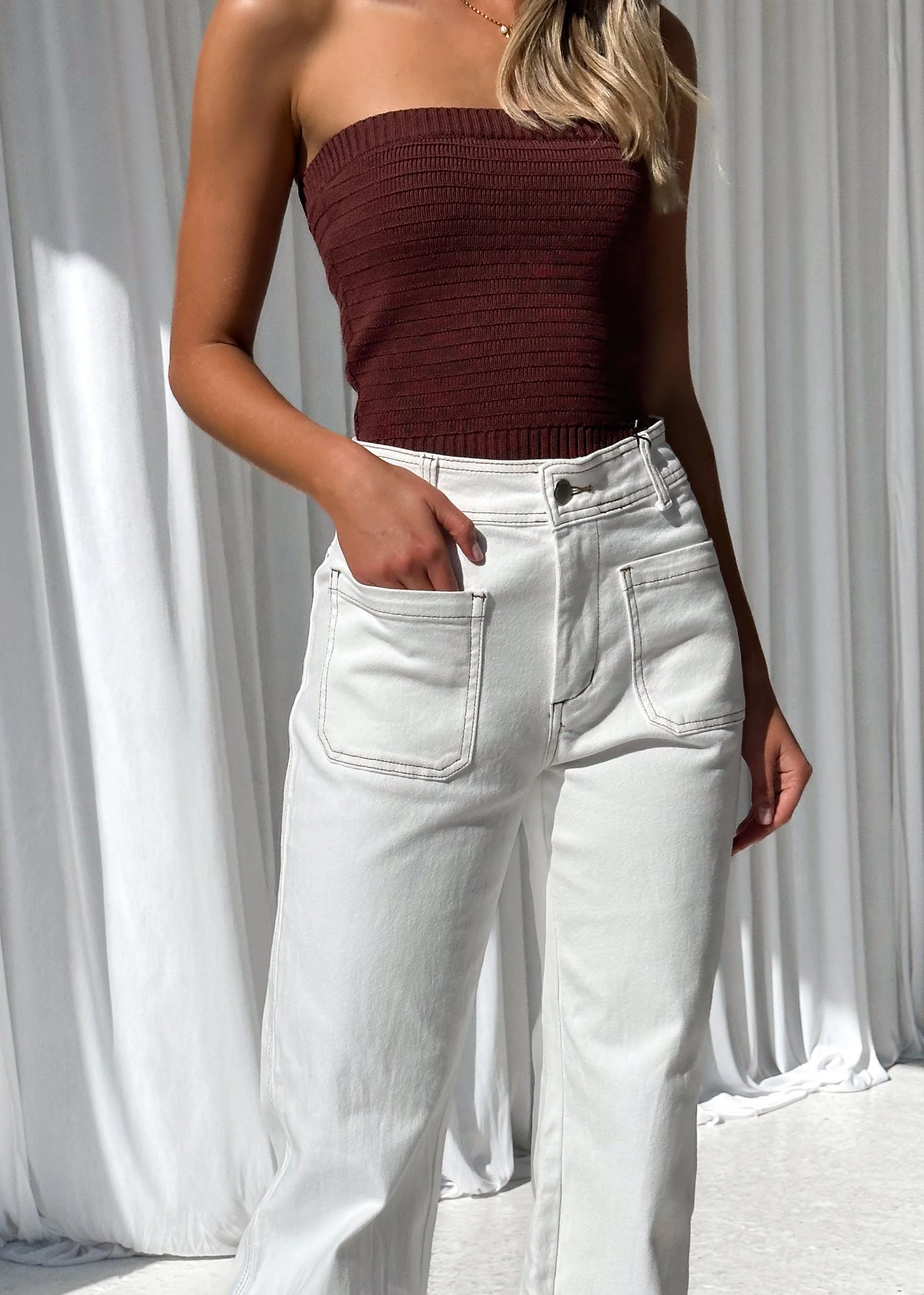 Zekroe Wide Leg Jeans - Off White - Image 6